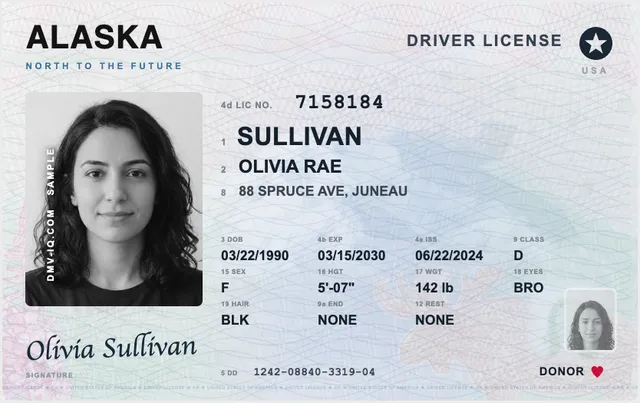 Sample Alaska driver's license