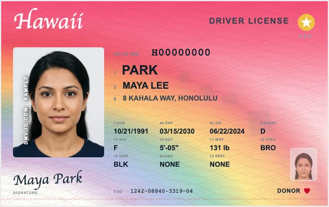 Sample Hawaii driver's license