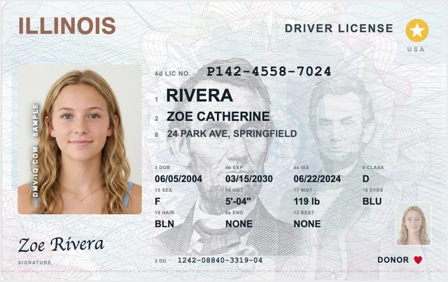 Sample Illinois driver's license