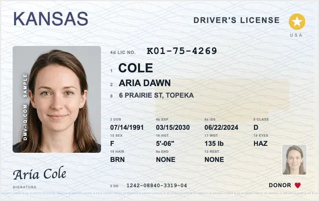 Sample Kansas driver's license