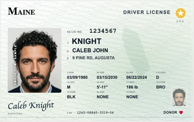Sample Maine driver's license