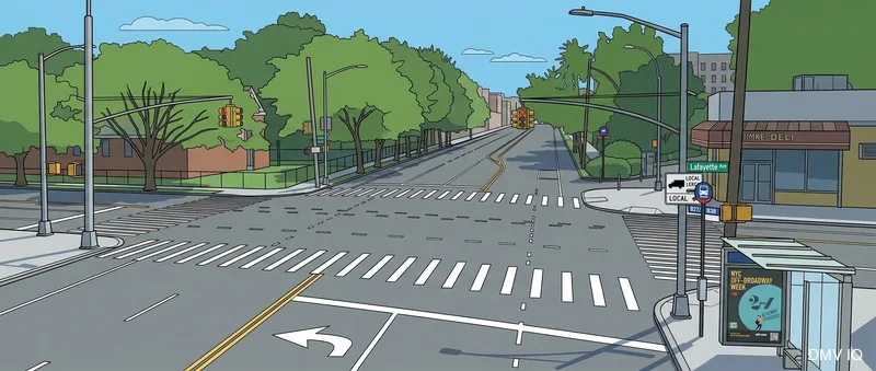 When making a left turn from a two-way street, you should: