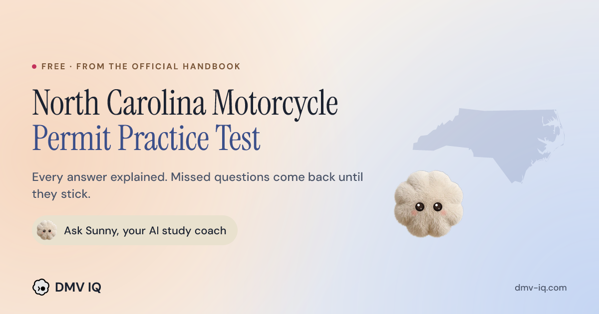 North Carolina Motorcycle Permit Test 2026 - Free Practice | DMV IQ