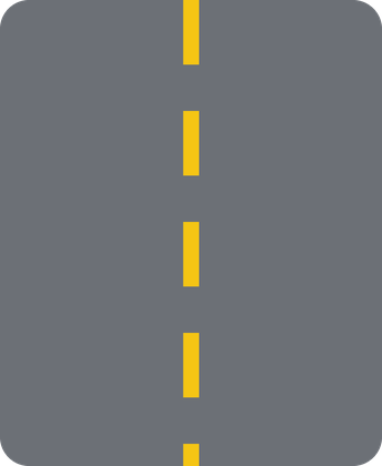 Broken Yellow Center Line (PM-1) - broken line yellow pavement marking sign: Separates traffic moving in opposite directions