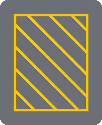 Yellow Crosshatch (No-Drive Area) (PM-8) - crosshatch yellow pavement marking sign: Diagonal yellow lines mark a painted median or buffer